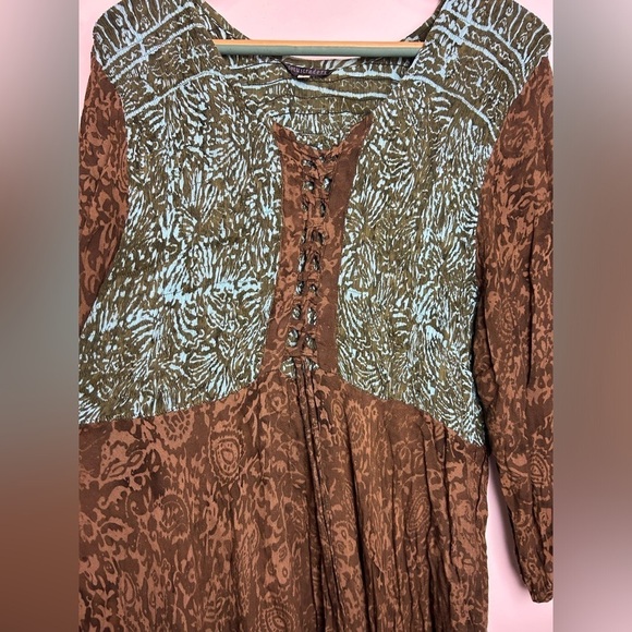 VTG Lotus Traders Plus Size 3X Midi Dress  Batik Tie Tye Boho Asymmetrical Hem - Picture 4 of 16